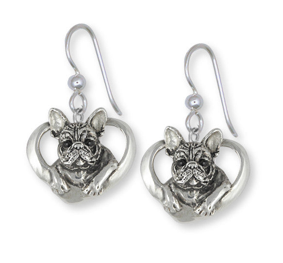 French Bulldog Earrings Handmade Sterling Silver Dog Jewelry FR10-E
