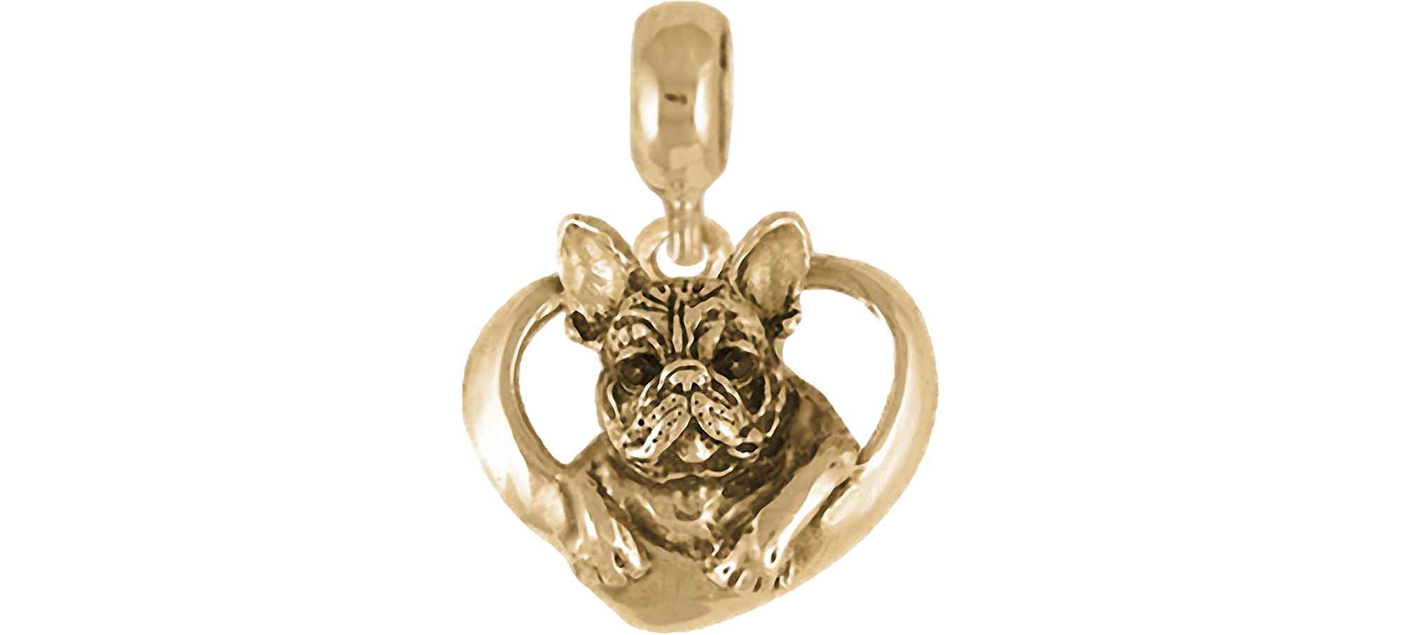 Frenchie French Bulldog Charm Slide 14k Gold Vermeil Esquivel