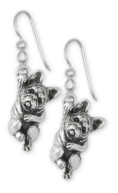 French Bulldog Earrings Handmade Sterling Silver Dog Jewelry FR16-E