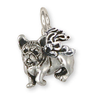 French Bulldog Angel Charm Handmade Sterling Silver Dog Jewelry FR17A-C