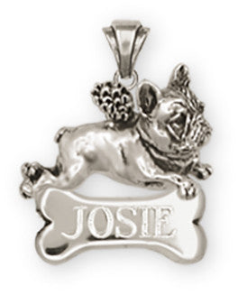 French Bulldog Angel Pendant Handmade Sterling Silver Dog Jewelry FR1A-NP