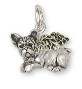 French Bulldog Angel Charm Handmade Sterling Silver Dog Jewelry FR22A-C