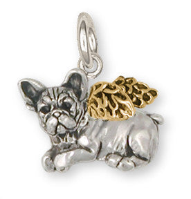 French Bulldog Angel Charm 14k Yellow Gold Vermeil Dog Jewelry FR22A-CVM