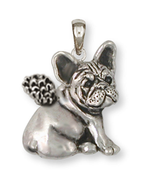 French Bulldog Angel Pendant Handmade Sterling Silver Dog Jewelry FR23-AP