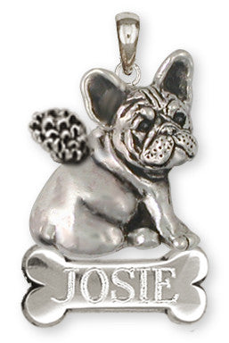 French Bulldog Frenchie Angel Pendant Handmade Sterling Silver Dog Jewelry FR23A-NP
