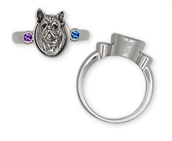 French Bulldog Ring Handmade Sterling Silver Dog Jewelry FR3-SR