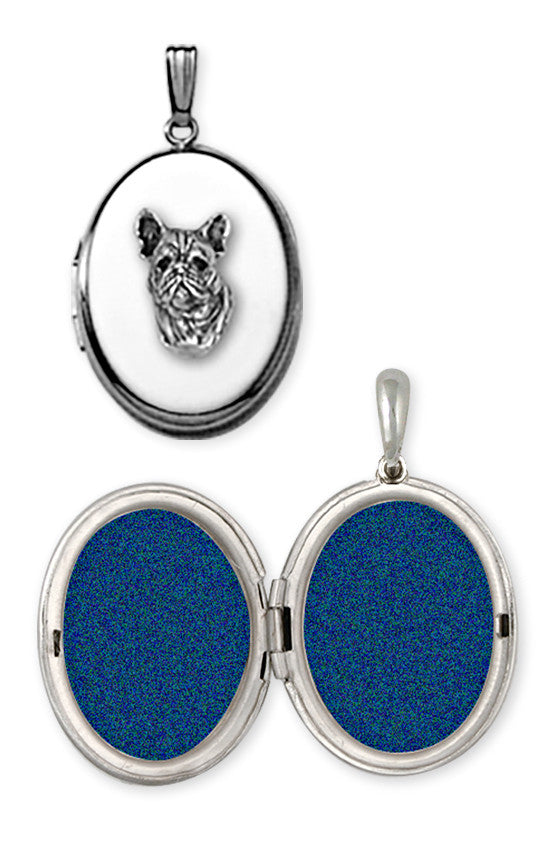 French Bulldog Photo Locket With Silver Chain Handmade Sterling Silver Dog Jewelry FR3-V
