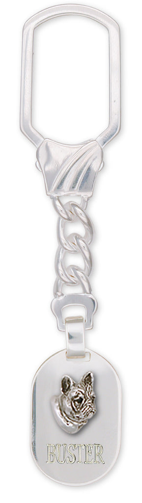 French Bulldog Key Ring Handmade Sterling Silver Dog Jewelry FR5-KR