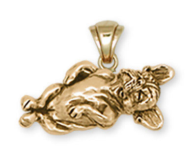 Napping French Bulldog Pendant 14k Yellow Gold Vermeil Dog Jewelry FR8-PVM