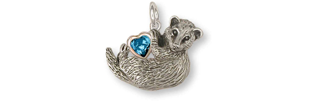 Ferret Charms Ferret Charm Silver And 14k Gold Ferret Jewelry Ferret jewelry