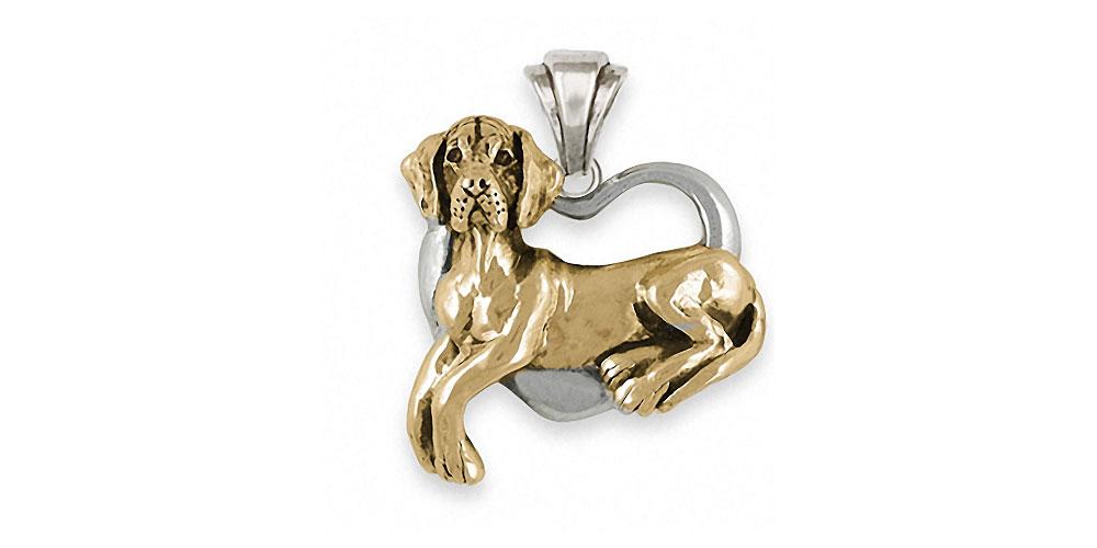 Great Dane Charms Great Dane Pendant Silver And 14k Gold Dog Jewelry Great Dane jewelry