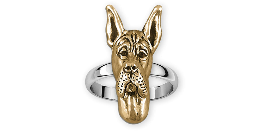 Great Dane Charms Great Dane Ring Silver And 14k Gold Great Dane Jewelry Great Dane jewelry