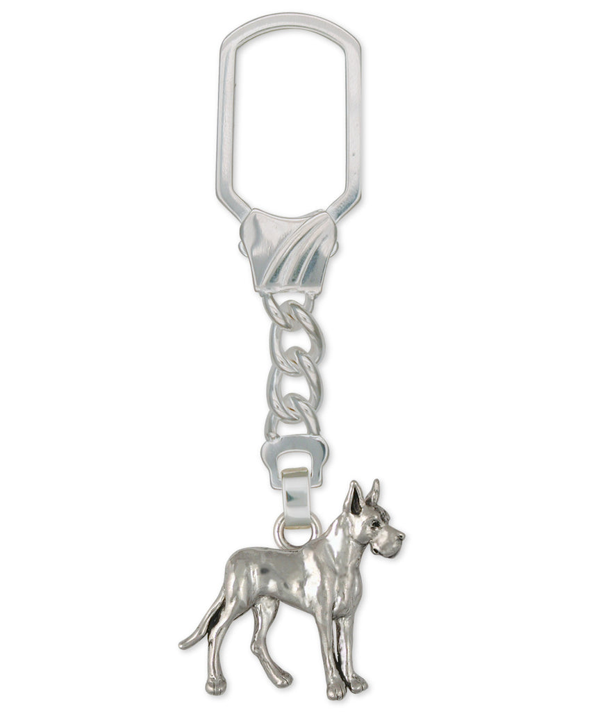 Great Dane Charms Great Dane Key Ring Sterling Silver Dog Jewelry Great Dane jewelry