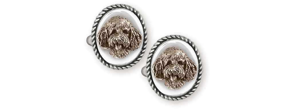 Goldendoodle Charms Goldendoodle Cufflinks Sterling Silver And Yellow Bronze Goldendoodle Jewelry Goldendoodle jewelry