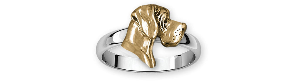 Great Dane Charms Great Dane Ring Silver And 14k Gold Great Dane Jewelry Great Dane jewelry
