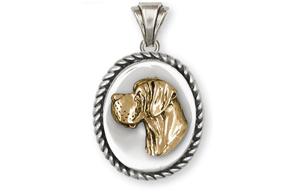 Great Dane Charms Great Dane Pendant Silver And 14k Gold Great Dane Jewelry Great Dane jewelry