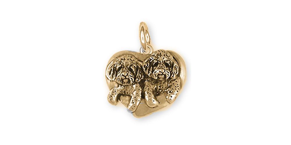 Double Goldendoodle Charms Double Goldendoodle Charm 14k Gold Dog Jewelry Double Goldendoodle jewelry