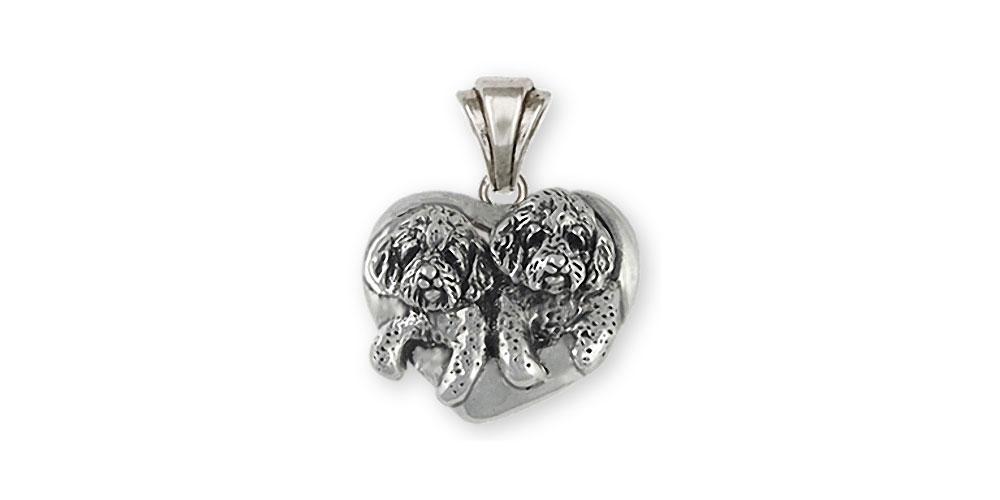 Double Goldendoodle Charms Double Goldendoodle Pendant Sterling Silver Dog Jewelry Double Goldendoodle jewelry
