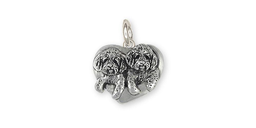 Double Goldendoodle Charms Double Goldendoodle Charm Sterling Silver Dog Jewelry Double Goldendoodle jewelry