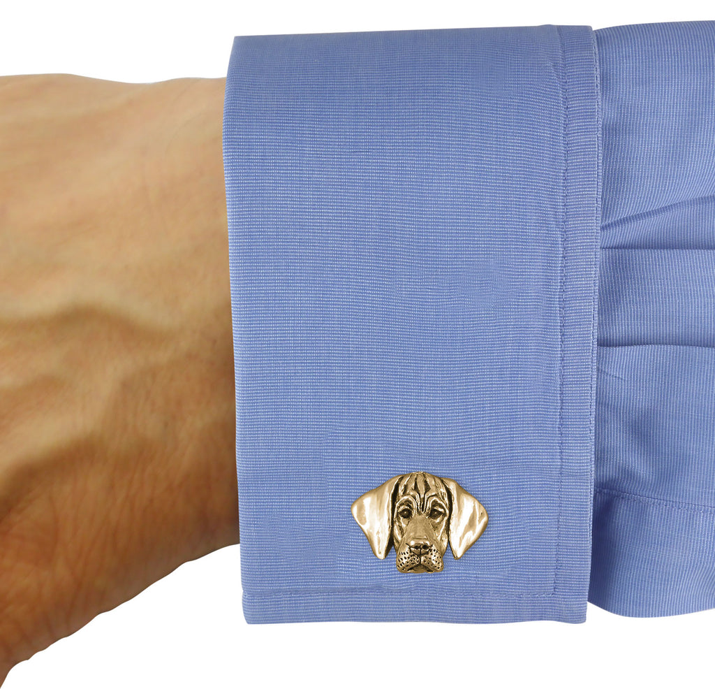 Great Dane Jewelry 14k Gold Handmade Great Dane Puppy Cufflinks  GDN20-CLG