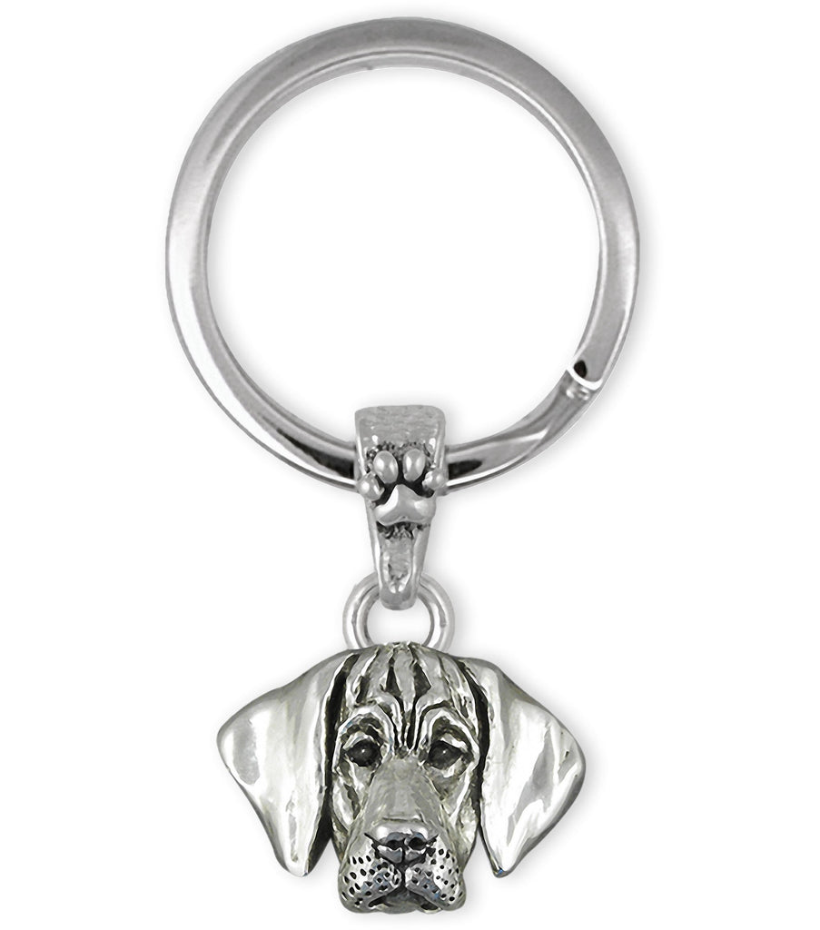 Great Dane Charms Great Dane Key Ring Sterling Silver Great Dane Puppy Jewelry Great Dane jewelry
