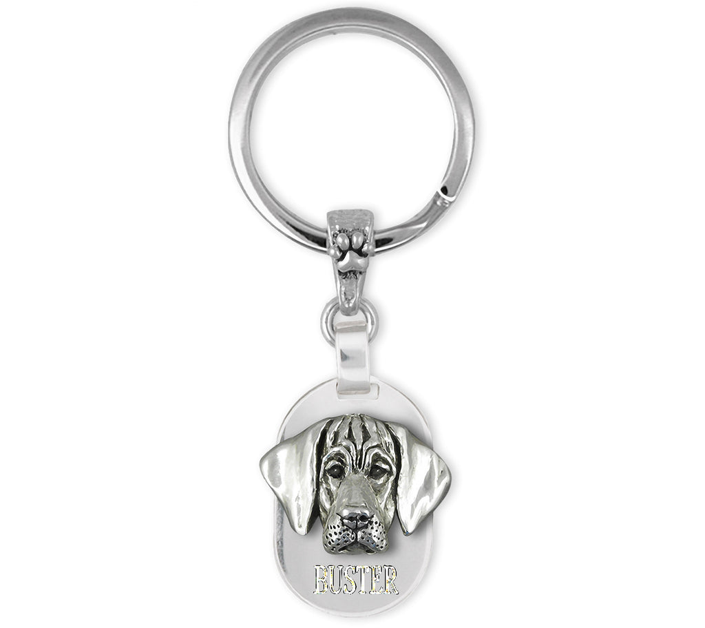 Great Dane Charms Great Dane Key Ring Sterling Silver And Stainless Steel Great Dane Puppy Jewelry Great Dane jewelry