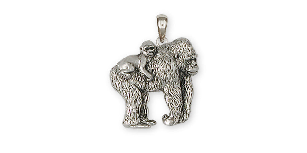 Gorilla Charms Gorilla Pendant Handmade Sterling Silver Wildlife Jewelry Gorilla jewelry
