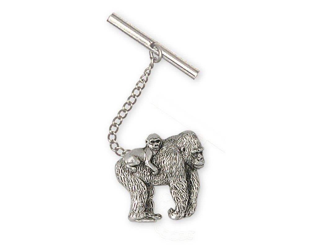 Gorilla Charms Gorilla Tie Tack Handmade Sterling Silver Wildlife Jewelry Gorilla jewelry