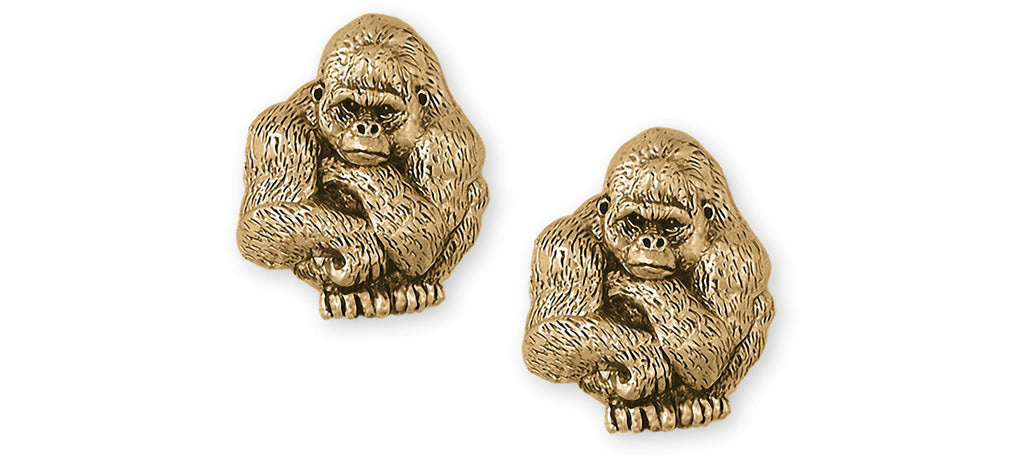 Gorilla Charms Gorilla Cufflinks 14k Yellow Gold Gorilla Jewelry Gorilla jewelry