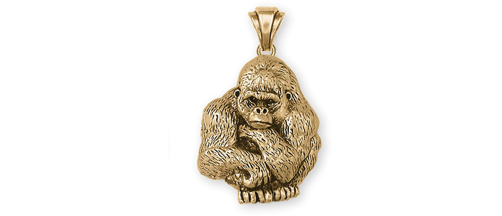 Gorilla Charms Gorilla Pendant 14k Yellow Gold Gorilla Jewelry Gorilla jewelry