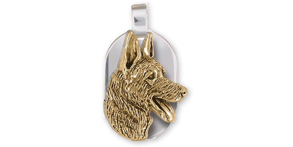 German Shepherd Charms German Shepherd Pendant Sterling Silver And Yellow Bronze German Shepherd Jewelry German Shepherd jewelry