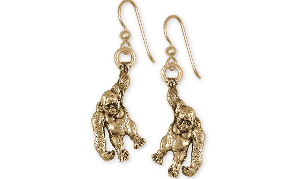 Gorilla Charms Gorilla Earrings 14k Gold Gorilla Jewelry Gorilla jewelry