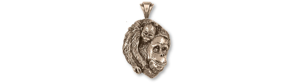 Orangutan Charms Orangutan Pendant Yellow Bronze Orangutan And Baby Jewelry Orangutan jewelry