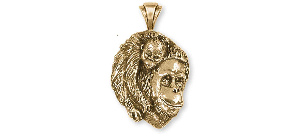 Orangutan Charms Orangutan Pendant 14k Yellow Gold Orangutan And Baby Jewelry Orangutan jewelry