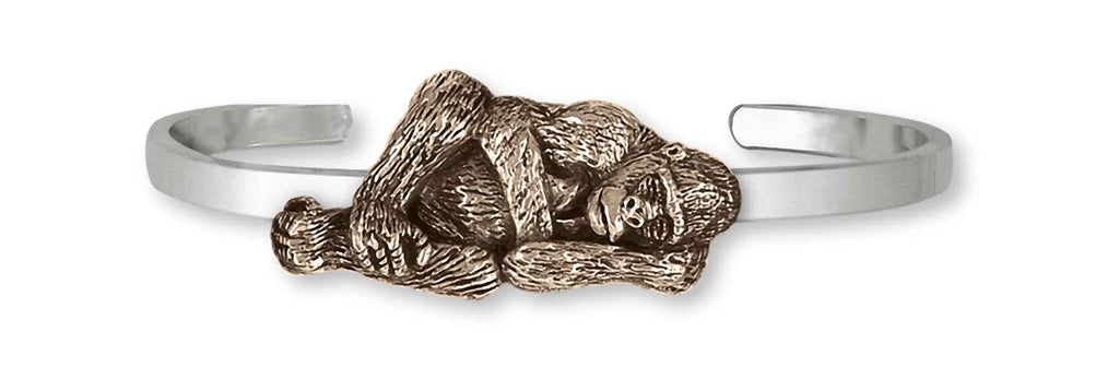 Gorilla Charms Gorilla Bracelet Sterling Silver And Yellow Bronze Gorilla Jewelry Gorilla jewelry