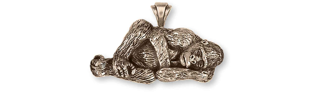 Gorilla Charms Gorilla Pendant Yellow Bronze Gorilla Jewelry Gorilla jewelry