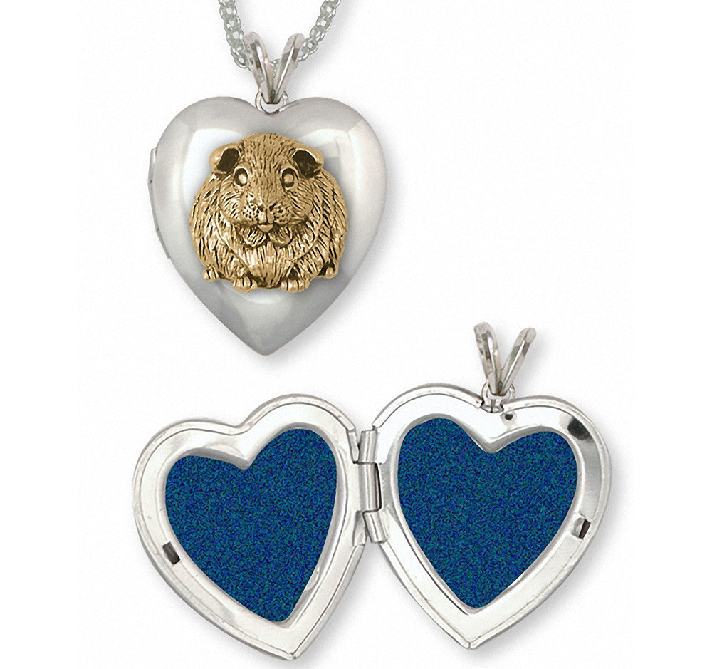 Guinea Pig Charms Guinea Pig Photo Locket Silver And Gold Piggie Jewelry Guinea Pig jewelry