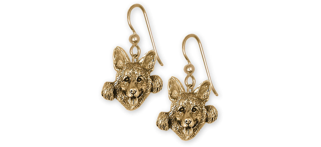 German Shepherd Charms German Shepherd Earrings 14k Yellow Gold German Shepherd Jewelry German Shepherd jewelry