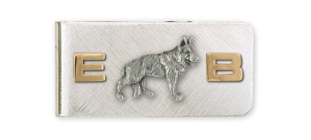 German Shepherd Charms German Shepherd Money Clip Silver And 14k Gold German Shepherd Jewelry German Shepherd jewelry