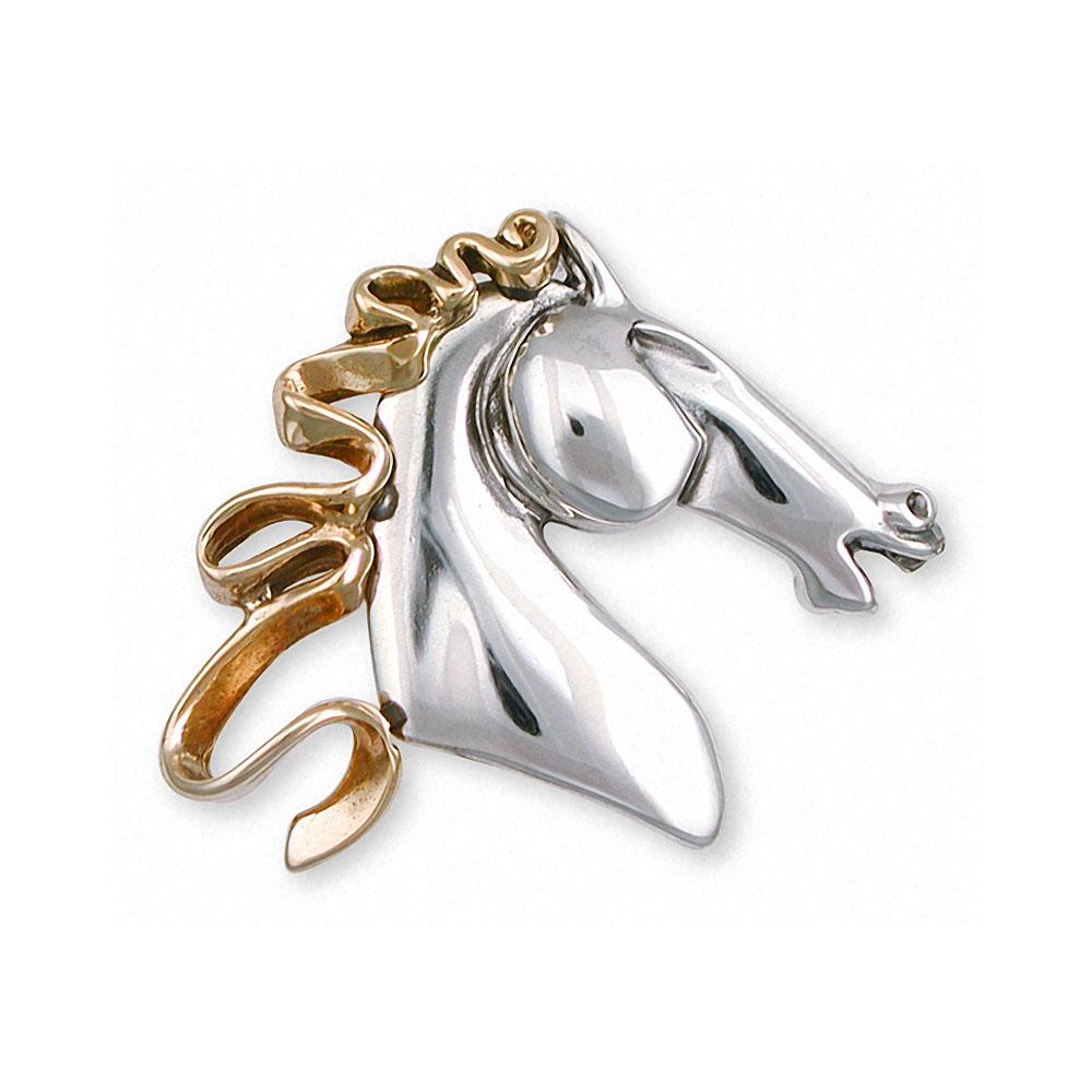 Horse Charms Horse Brooch Pin Silver And Gold Horse Jewelry Horse jewelry