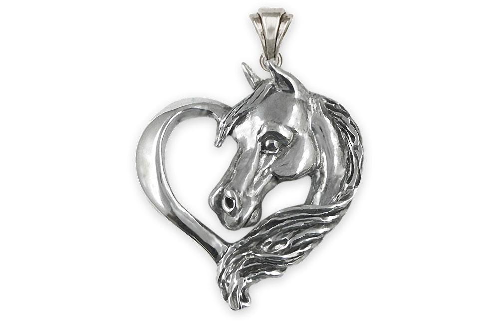 Horse in Horseshoe Charm Necklace - 925 Sterling Silver - Equestrian Good  Luck | eBay