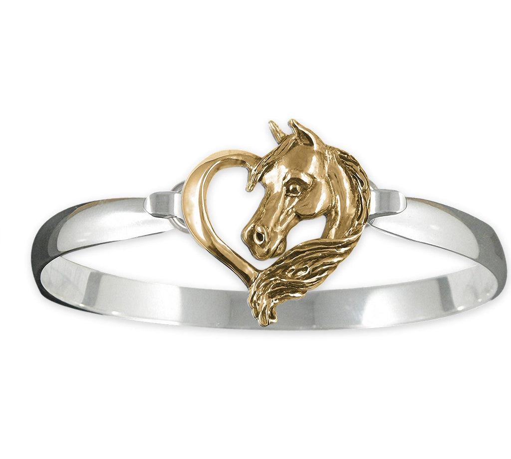 Horse Charms Horse Bracelet Silver And 14k Gold Horse Jewelry Horse jewelry