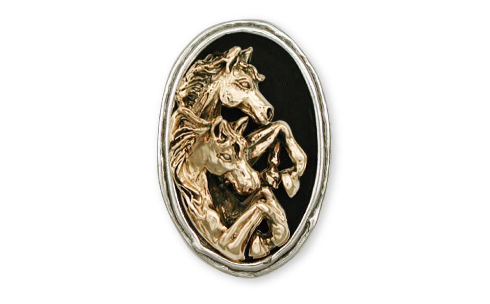 Horse Charms Horse Brooch Pin Sterling Silver And Yellow Bronze Horse Jewelry Horse jewelry