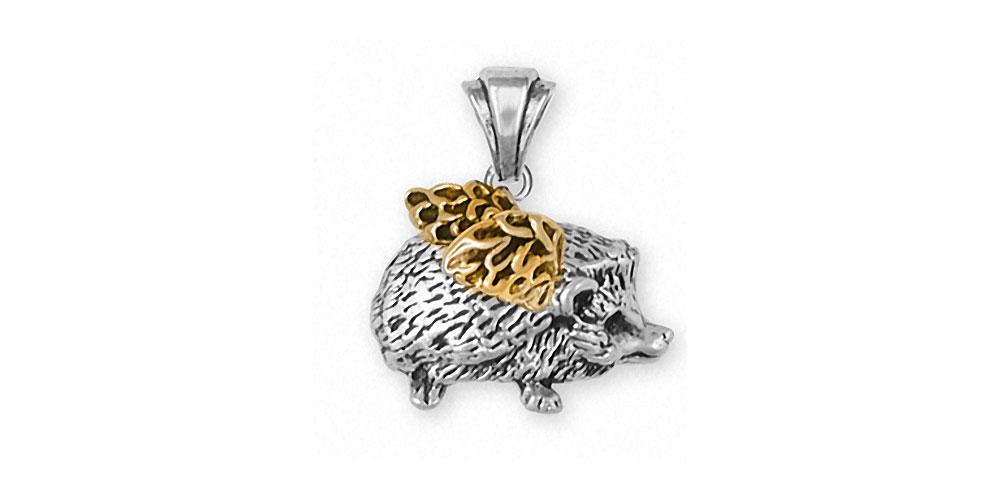 Hedgehog Charms Hedgehog Pendant Silver And 14k Gold Hedgehog Jewelry Hedgehog jewelry
