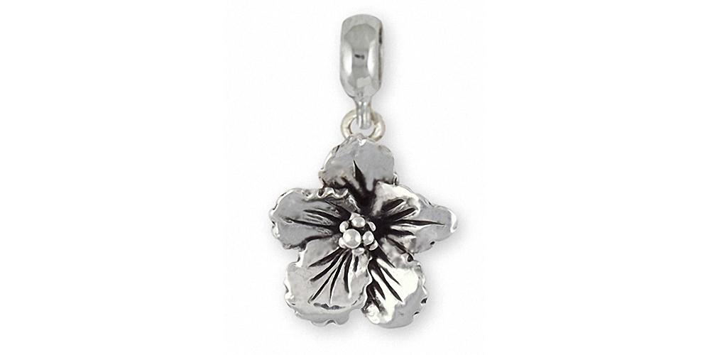 Hibiscus Charms Hibiscus Charm Slide Sterling Silver Hibiscus Flower Jewelry Hibiscus jewelry