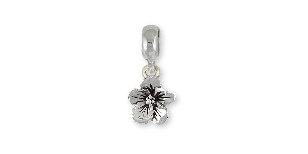 Hibiscus Charms Hibiscus Charm Slide Sterling Silver Hibiscus Flower Jewelry Hibiscus jewelry