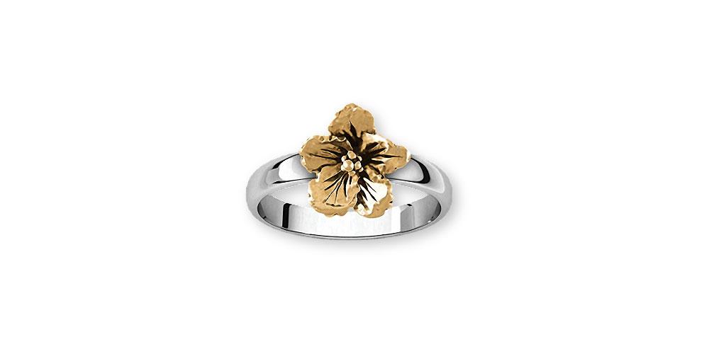 Hibiscus Charms Hibiscus Ring Silver And 14k Gold Hibiscus Flower Jewelry Hibiscus jewelry