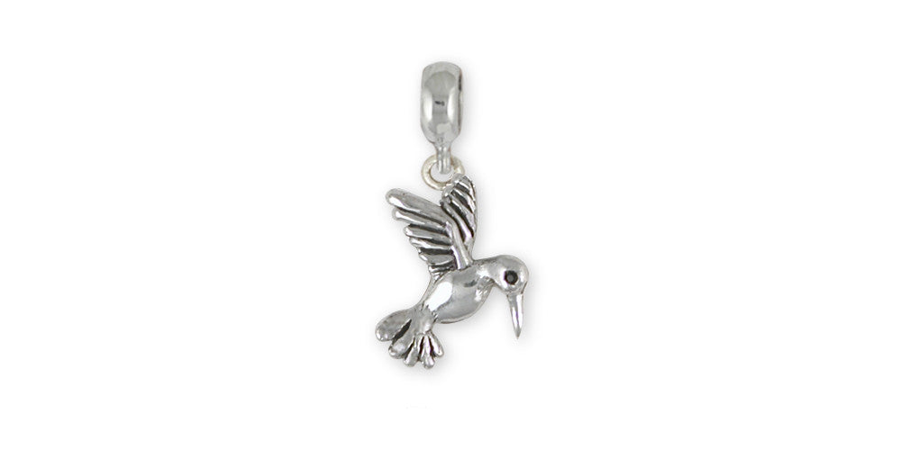 Hummingbird Charms Hummingbird Charm Slide Sterling Silver Bird Jewelry Hummingbird jewelry