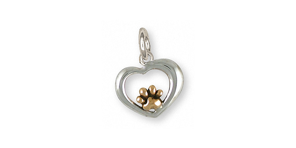 Dog Paw Charms Dog Paw Charm Silver And Gold Dog Jewelry Dog Paw jewelry
