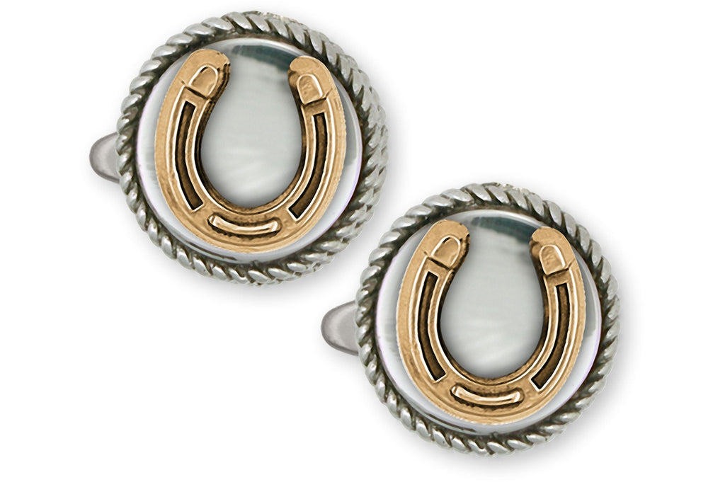 Horseshoe Charms Horseshoe Cufflinks Sterling Silver And Yellow Bronze Horseshoe Jewelry Horseshoe jewelry